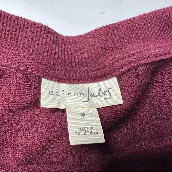 Maison Jules Womens Pullover Tee Top Medium Wine Maroon Long Sleeved Crewneck - Picture 4 of 7